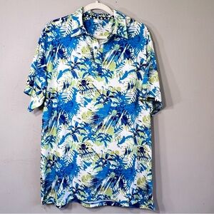 Tattoo Golf Performance Aloha green blue white skulls polo size large